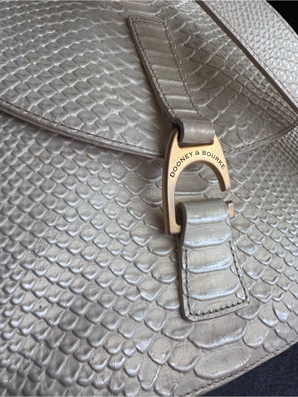 Dooney & Bourke Metallic Silver Embossed Leather Shoulder Bag with Gold Hardware